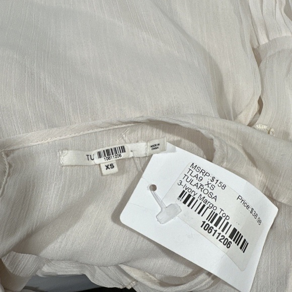 USED $158 Tularosa [ XS ] Margo Ruffle‎ 3/4 Sleeve Top in Cloud Ivory - Picture 4 of 16